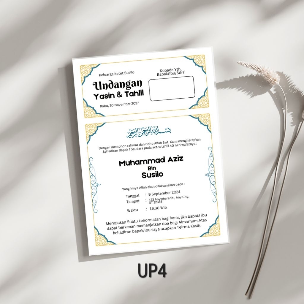 UNDANGAN CETAK YASIN & TAHLIL UK.A4