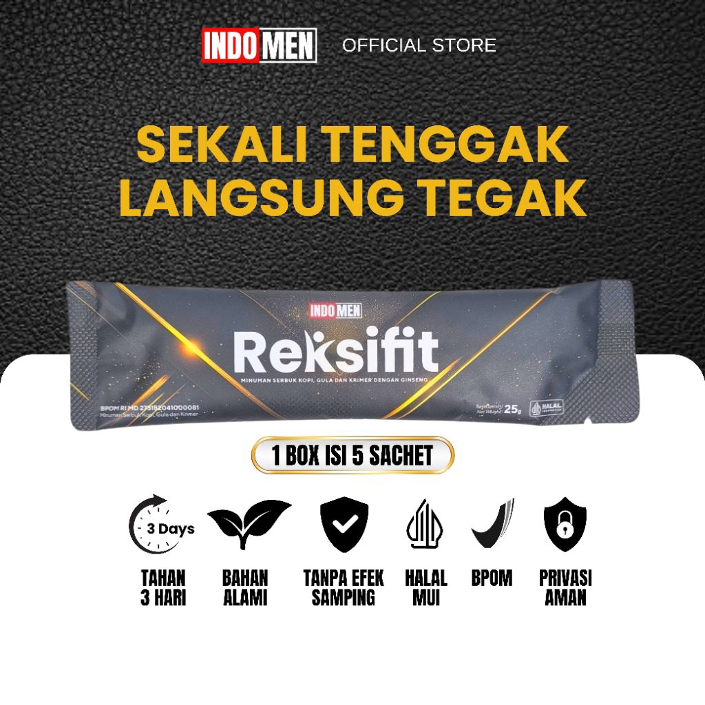 

INDOMEN Reksifit 1 Box 5 Sachet Kopi Vitalitas Pria Terbaik Alternatif Kopi Java Plus
