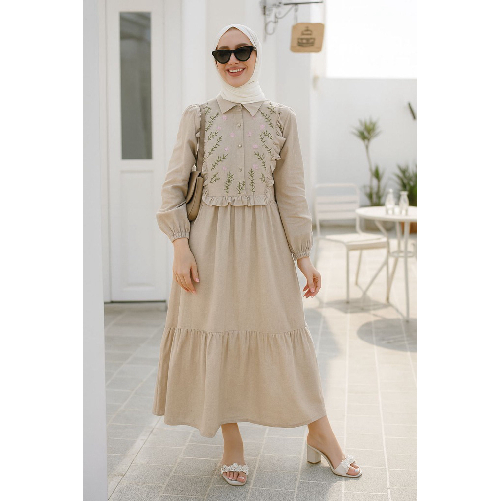 midi polo linen bordir