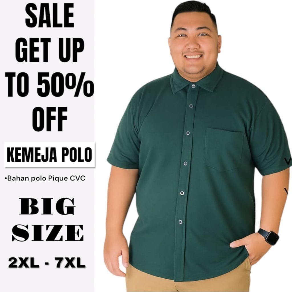Kemeja polo Pique / Kemeja polo jumbo ukuran 2XL 3XL 4XL 5XL 6XL 7XL