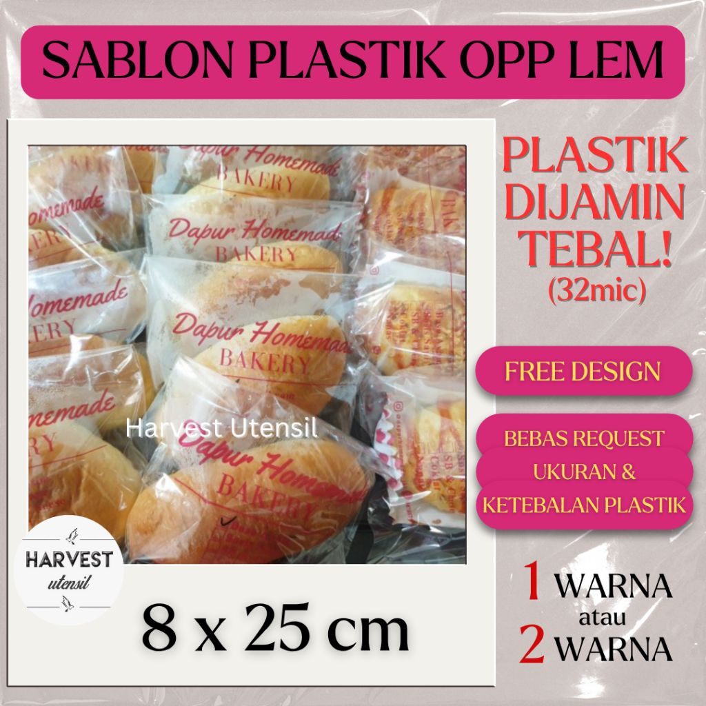 

Sablon Plastik OPP Lem 8x25 33 Mic Roti Kue Cookies Makanan Aksesoris Tebal