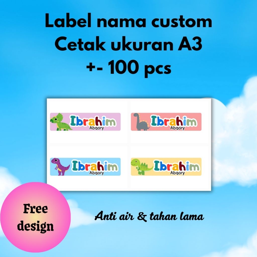 

Label stiker nama custom A3 free design tema stiker vinyl cutting