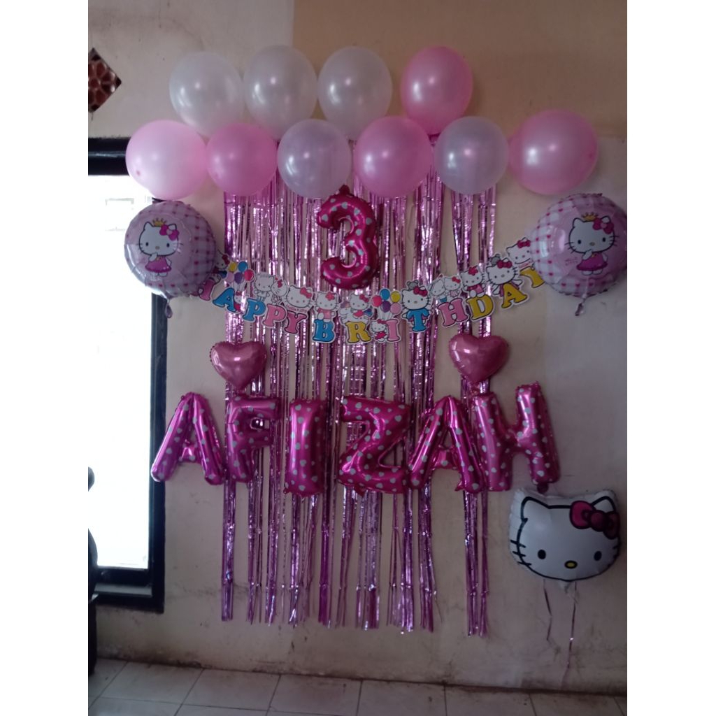 paket balon dekorasi ultah anak bener unicorn pink curtain hiyasan pesta