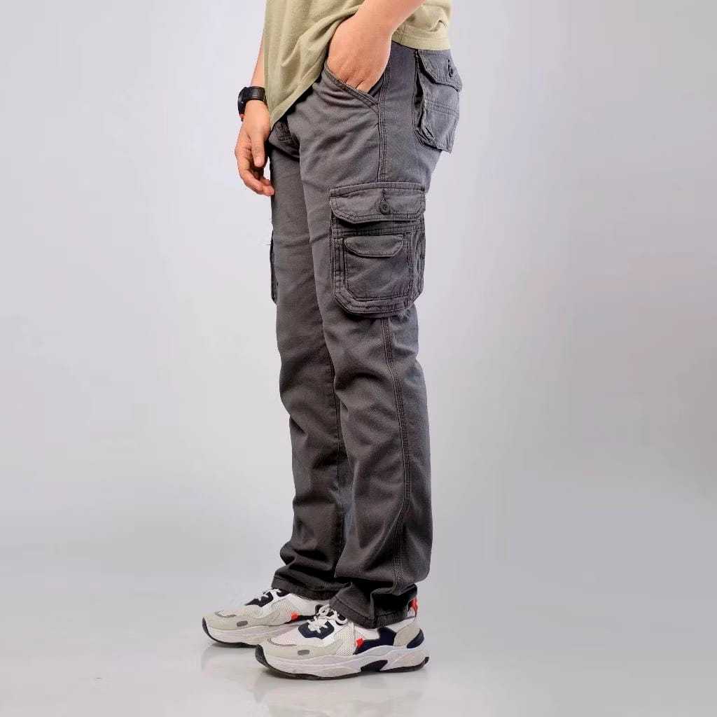 Celana Panjang Cargo Pria Semi Jeans Bahan Tebal Adem