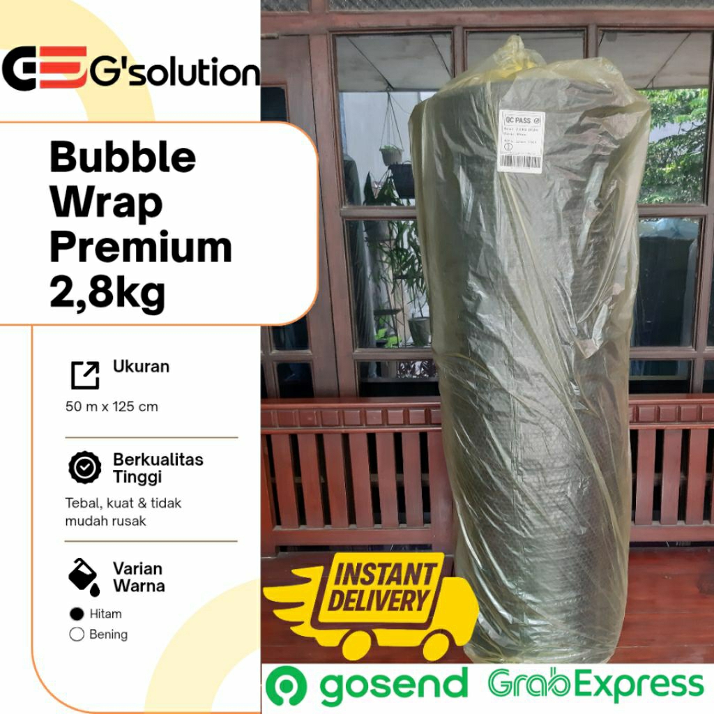 

Bubble Wrap 2,8 Kg 1 Roll – Hitam 125 cm x 50 m | Bisa GoSend / GrabExpress Instan