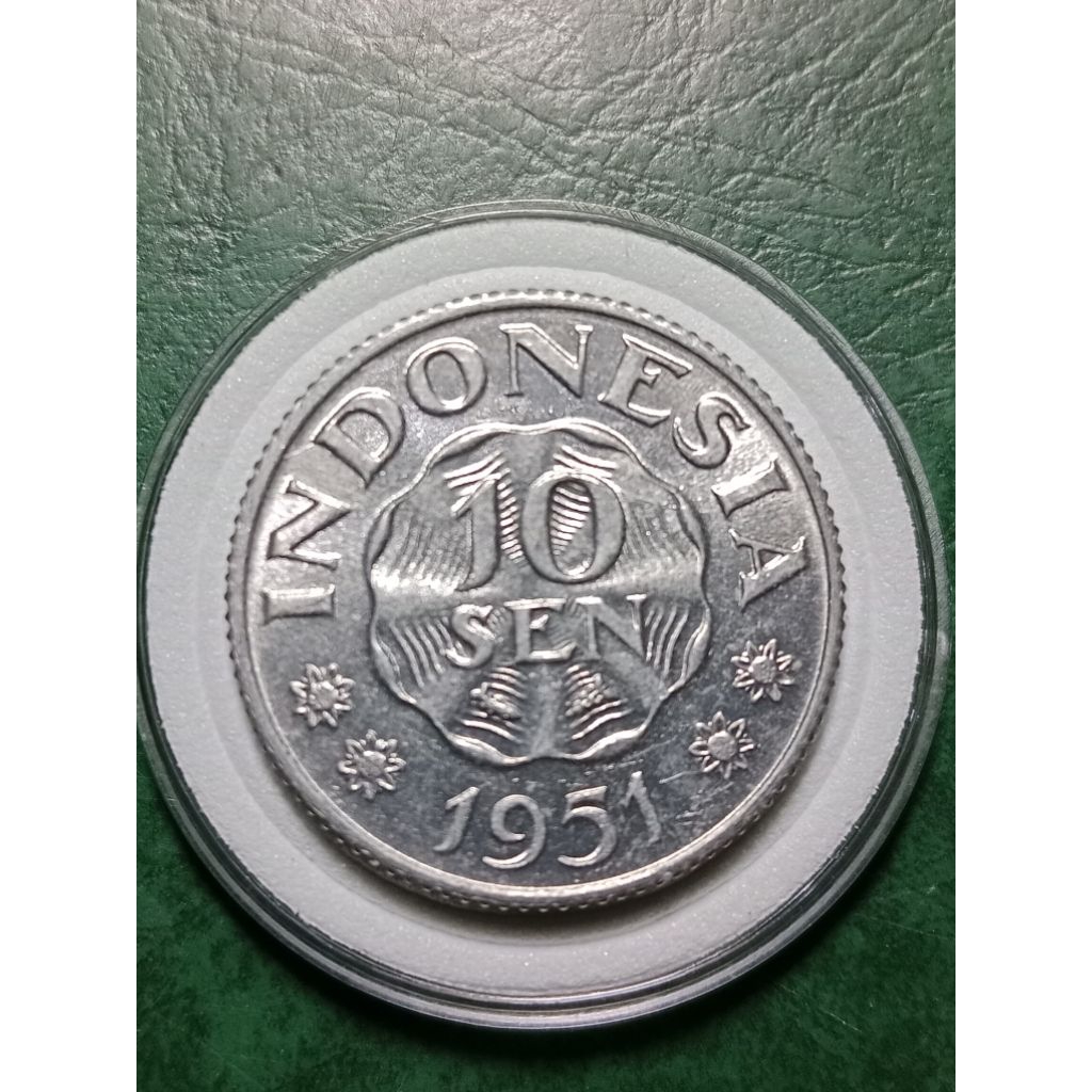 Koin Indonesia kuno 10 sen Aluminium Tahun 1951