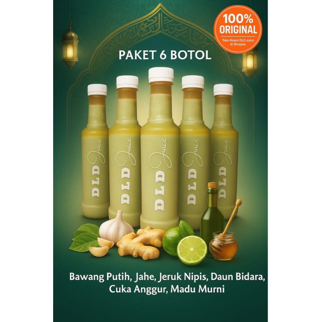 

(Promo 6 Botol)DLD Juice Jahe/Ginger/BawangPutih/Garlic/JerukNipis/Lime/DaunBidara/BidaraLeaf/CukaAmggur/WineVinegar/Madu/Honey