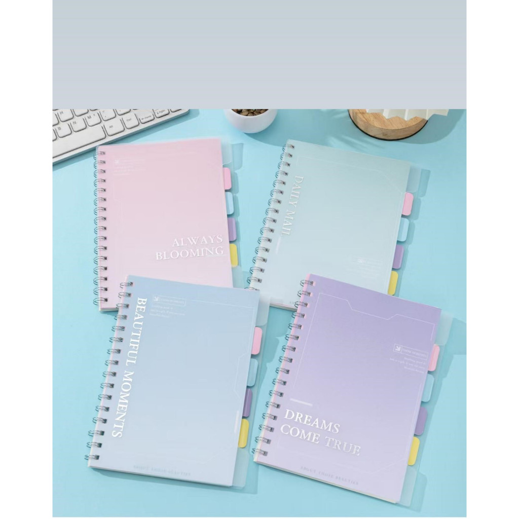 

Buku Tulis Catatan Spiral Ring Book A5 Cover Polos + Index Pembatas 60 lembar Notebook Garis