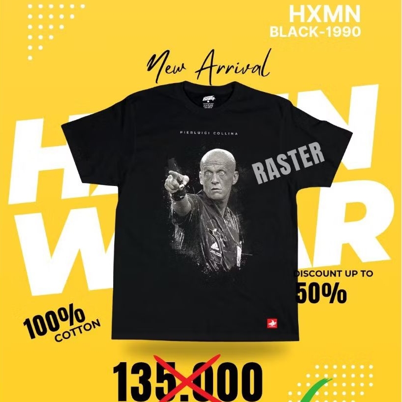 Kaos Wasit Legendaris Pierluigi Collina – Desain Hitam Keren Streetwear Bola