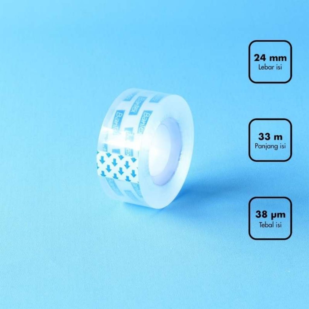 

OFFICE TAPE 24MM X 33M BANTEX BH2501 SMALL CORE / SELOTIP 1 INCH 24 MM 2CM X 33M BATEX / ISOLASI KECIL STATIONERY TAPE BANTEX