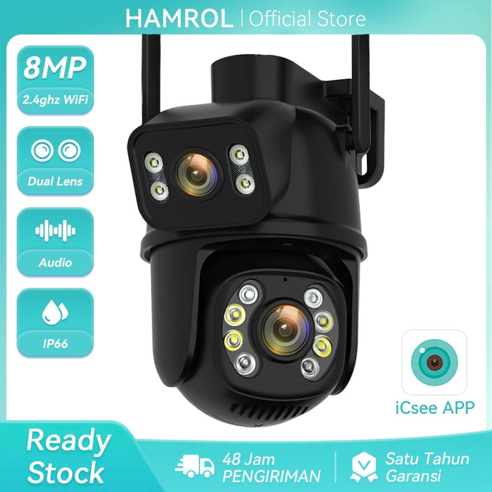 RM Hamrol 6K 12MP Kamera WiFi PTZ Three Lens Waterproof 8MP Dual Lens Auto Tracking Outdoor CCTV