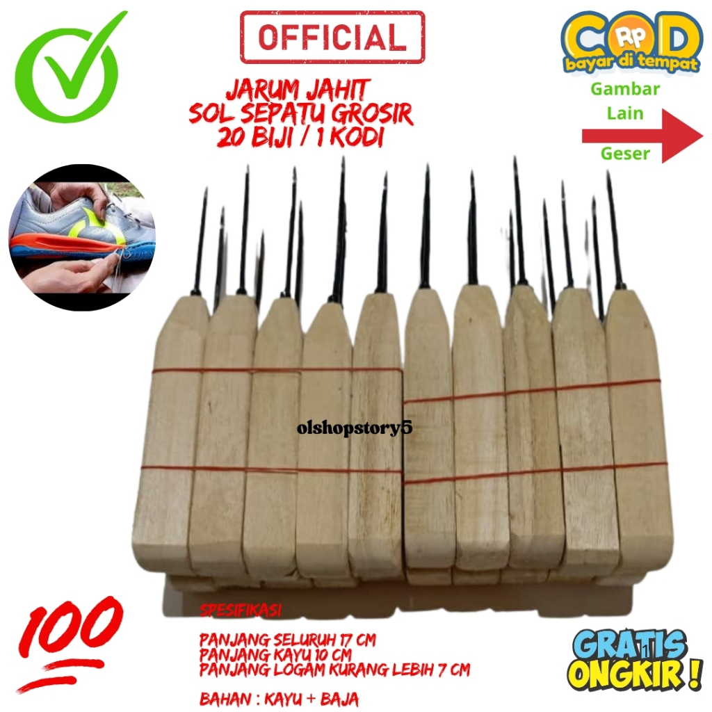 20 Biji Jarum Jahit Sol Sepatu Grosir G