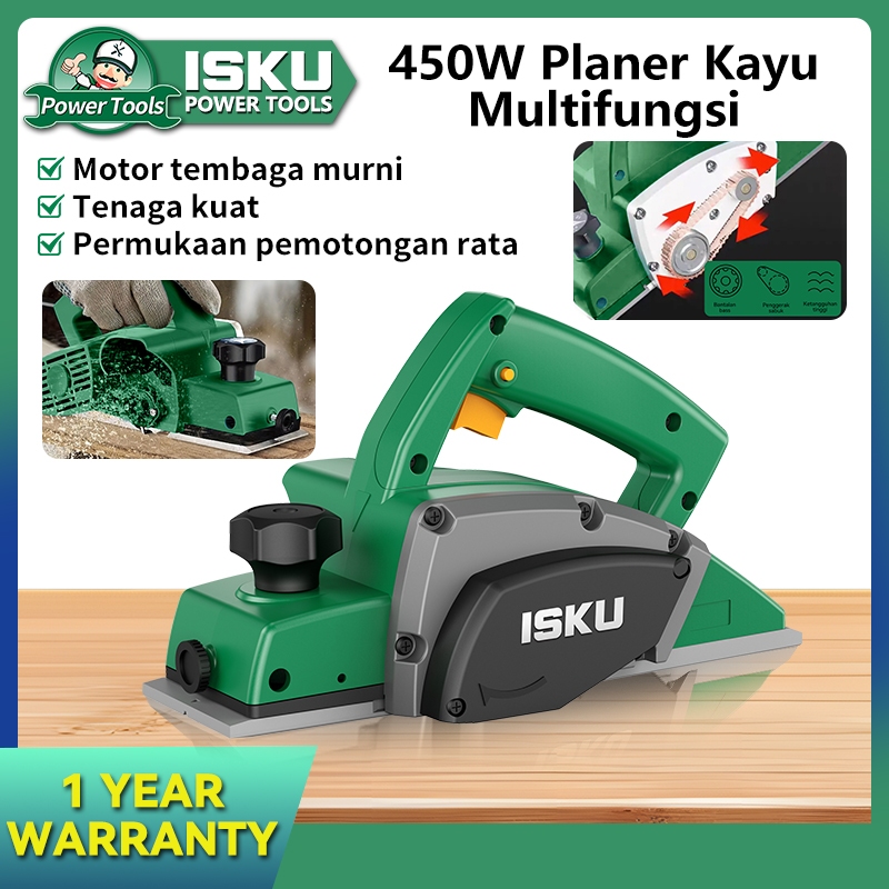 ISKU Planer Listrik 450W Mesin Serut Kayu modern Cocok untuk memoles dan memotong kayu Mesin Ketam K