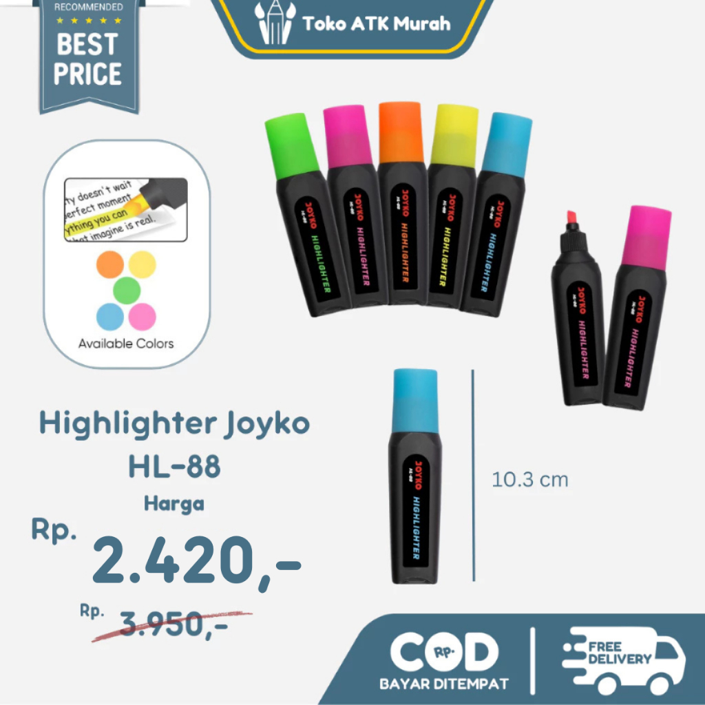 

Highlighter Neon Joyko HL-88 Penanda Berwarna Kertas Fluorescent