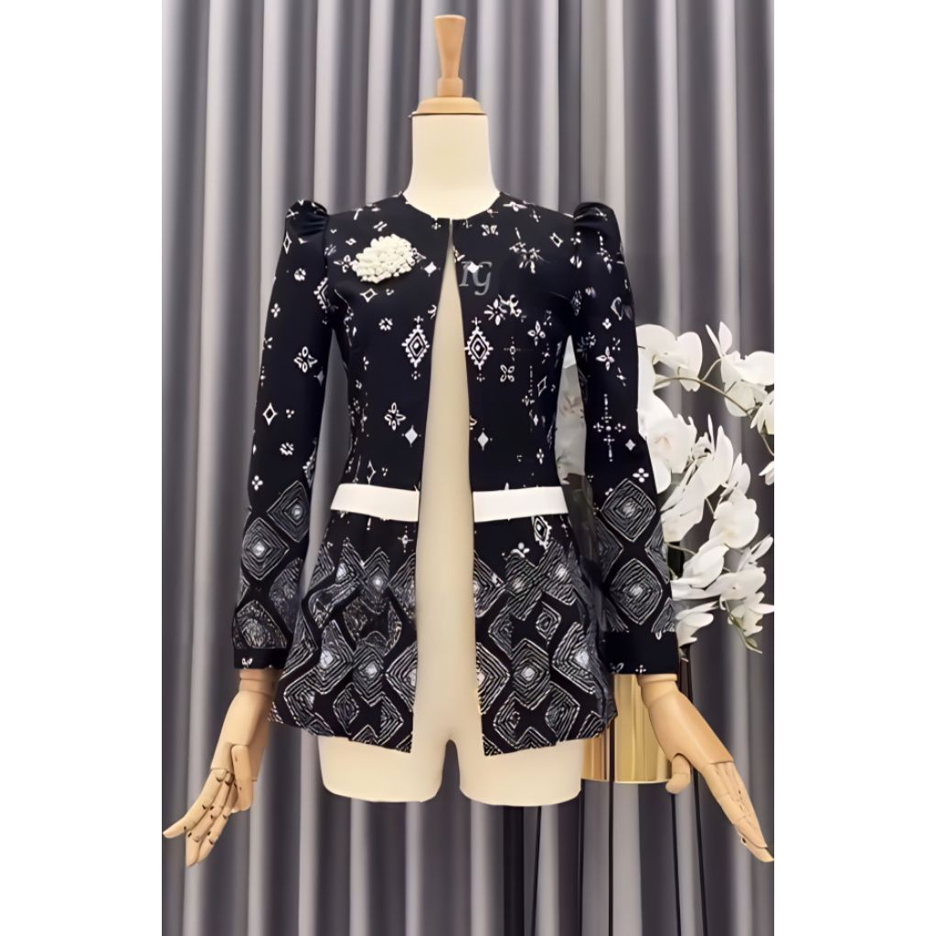 TENUN_GAYA batik wanita modern Blouse batik wanita 2 in 1 atasan batik wanita blazer batik wanita