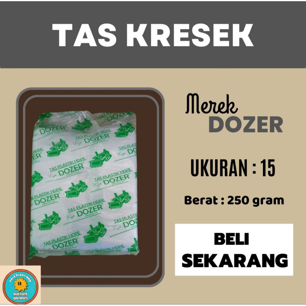 Tas Kresek DOZER Ukuran 15 – Tebal, Kuat, Ekonomis (250gr)