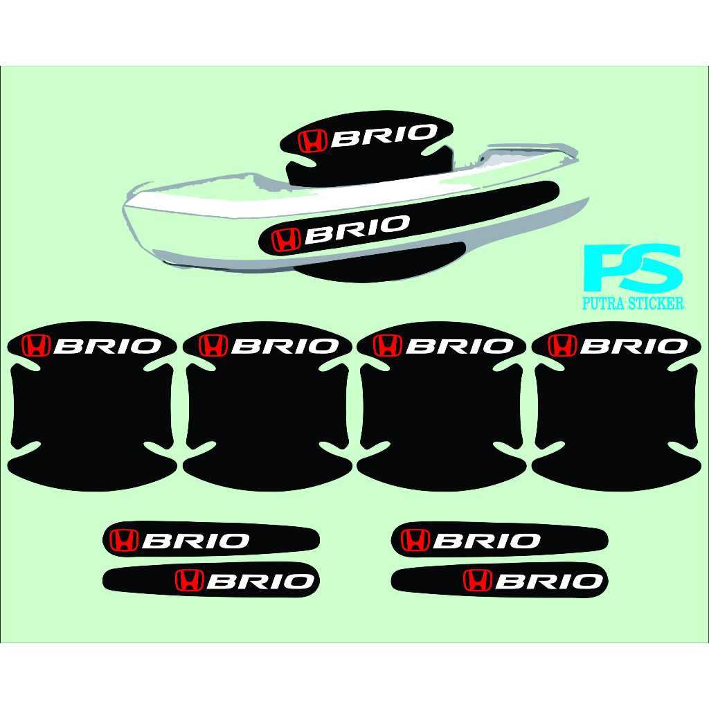promo 8pcs sticker pelindung gagang pintu mobil BRIO bahan carbon