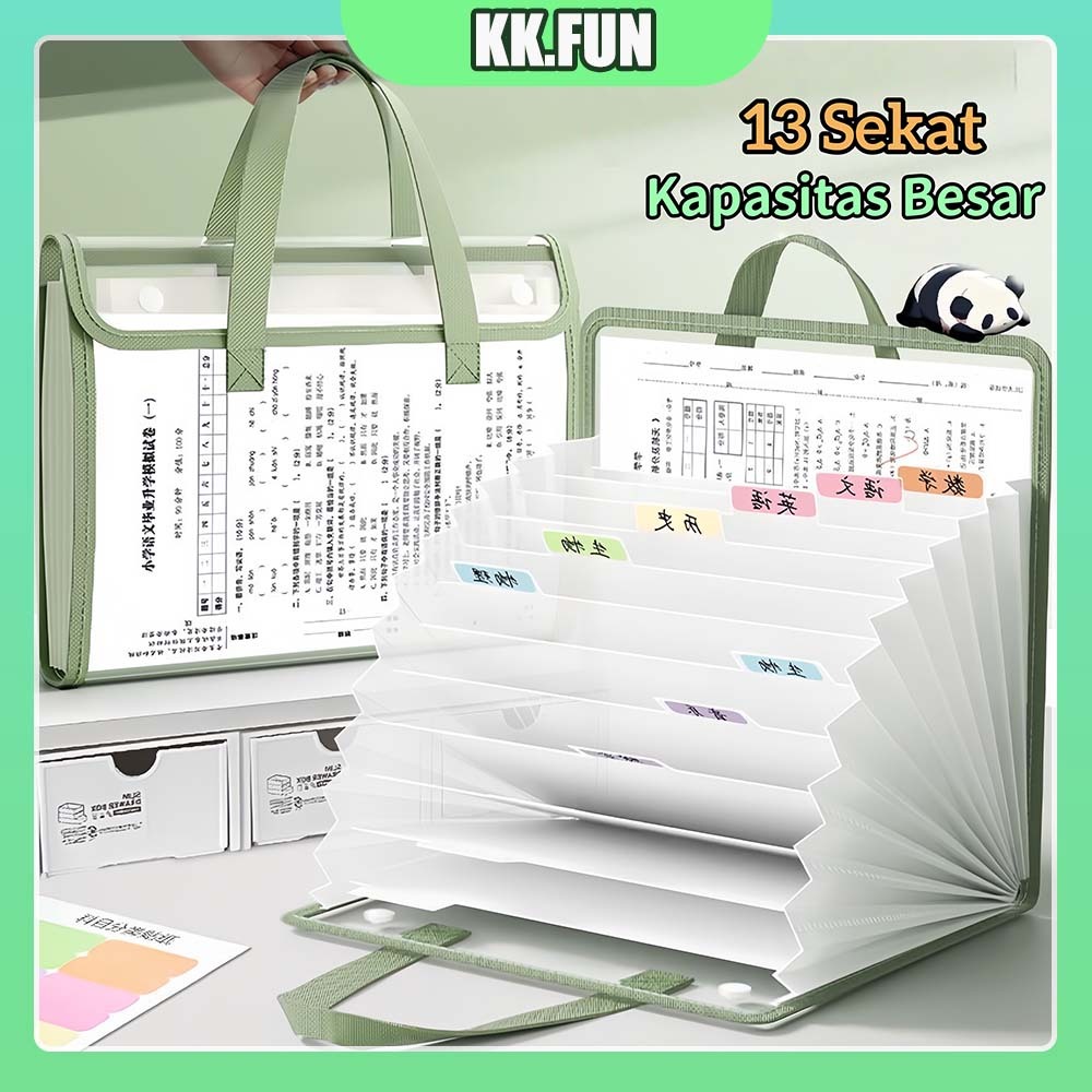 

[Ready] Transparan File Folder A4 13 Sekat Document Bag / Map Dokumen Aesthetic / Expanding File Map