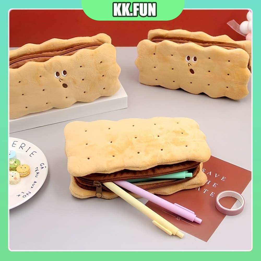 

[Ready]Biscuit Pen Bag /Tempat Pensil Biskuit Lucu Kotak Pensil Cracker Tas Alat Tulis Sandwich
