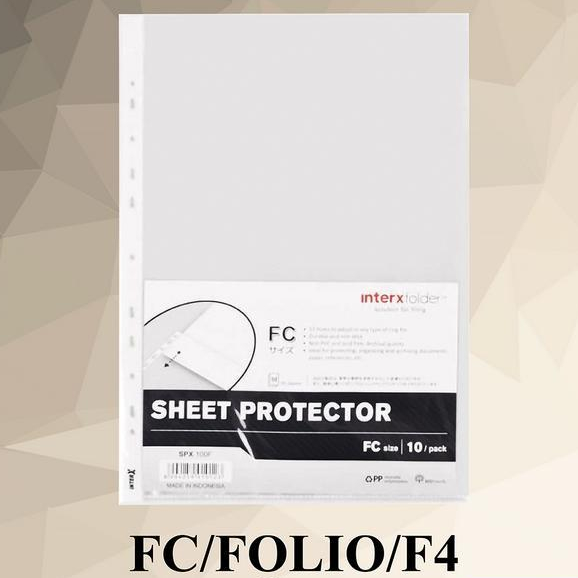 

Inter X Folder Sheet Protector Folio / FC SPX 100F - Per pak isi 10 Lembar