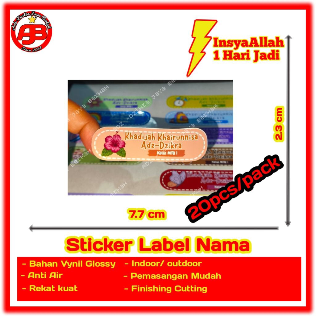 

Stiker label Nama anak Custom