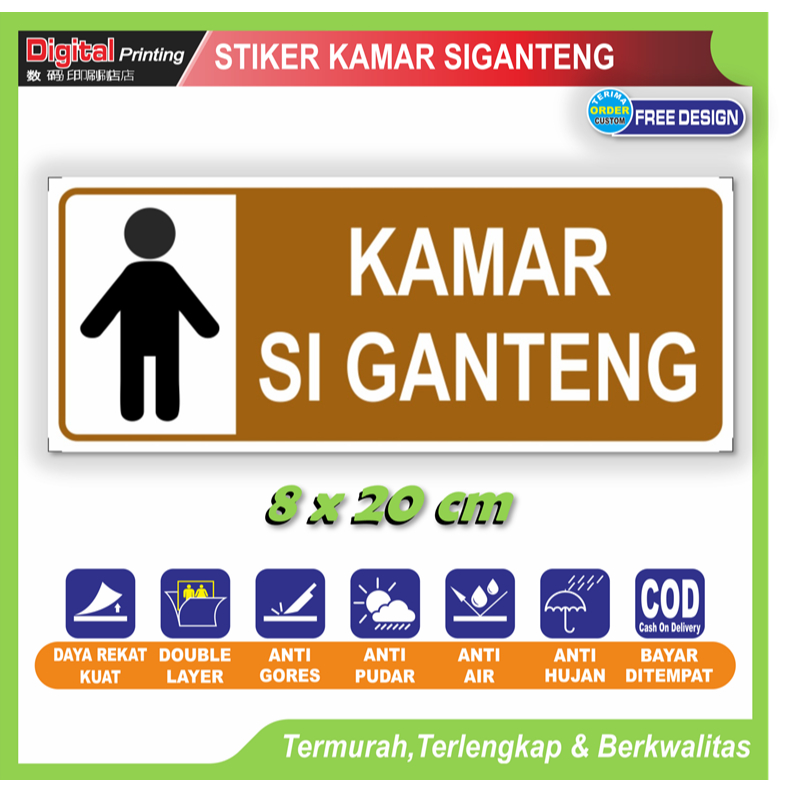 

Stiker kamar si ganteng identitas pintu kamar anak cowok pria sticker dekorasi ruang anak