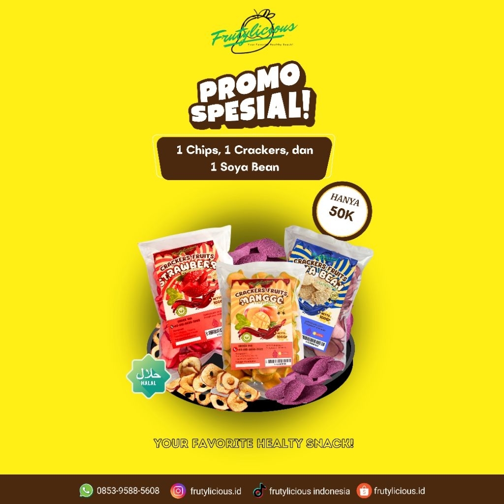 

Promo !!! Beli 1 Chips, 1 Crackers, 1 Soya Bean (Bebas Pilih)