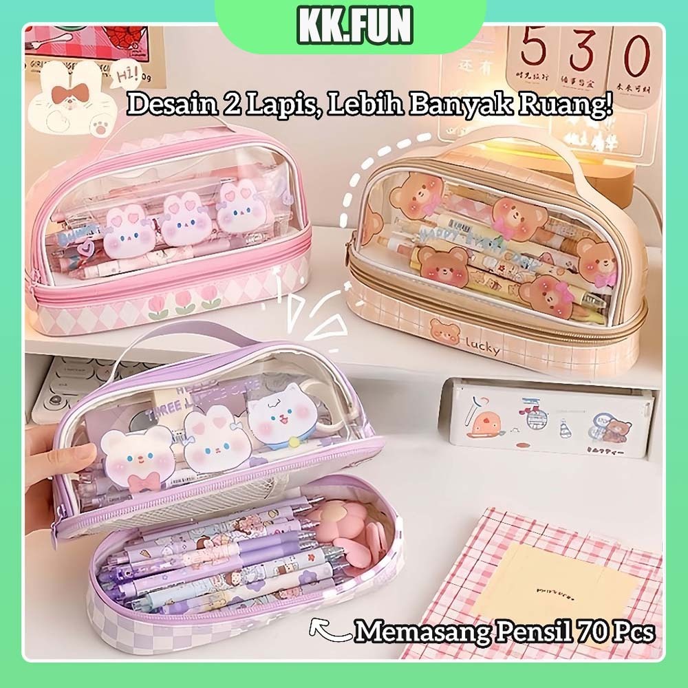 

Kartun Baru Kapasitas Pen Bag Storage Bag untuk mahasiswa SMA Junior Portable Cute Simple Stationery Box