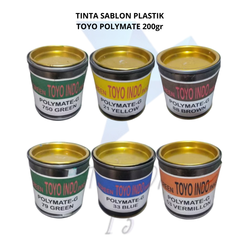 

CAT TOYO POLYMATE 200gr Tinta Pewarna Sablon Plastik HDPE PP PE Semua Warna Kemasan Kaleng High Gloss Toyoindo Polimate Ink Warna Warni Color Colorfull Paint Painting Murah Malang Jatim