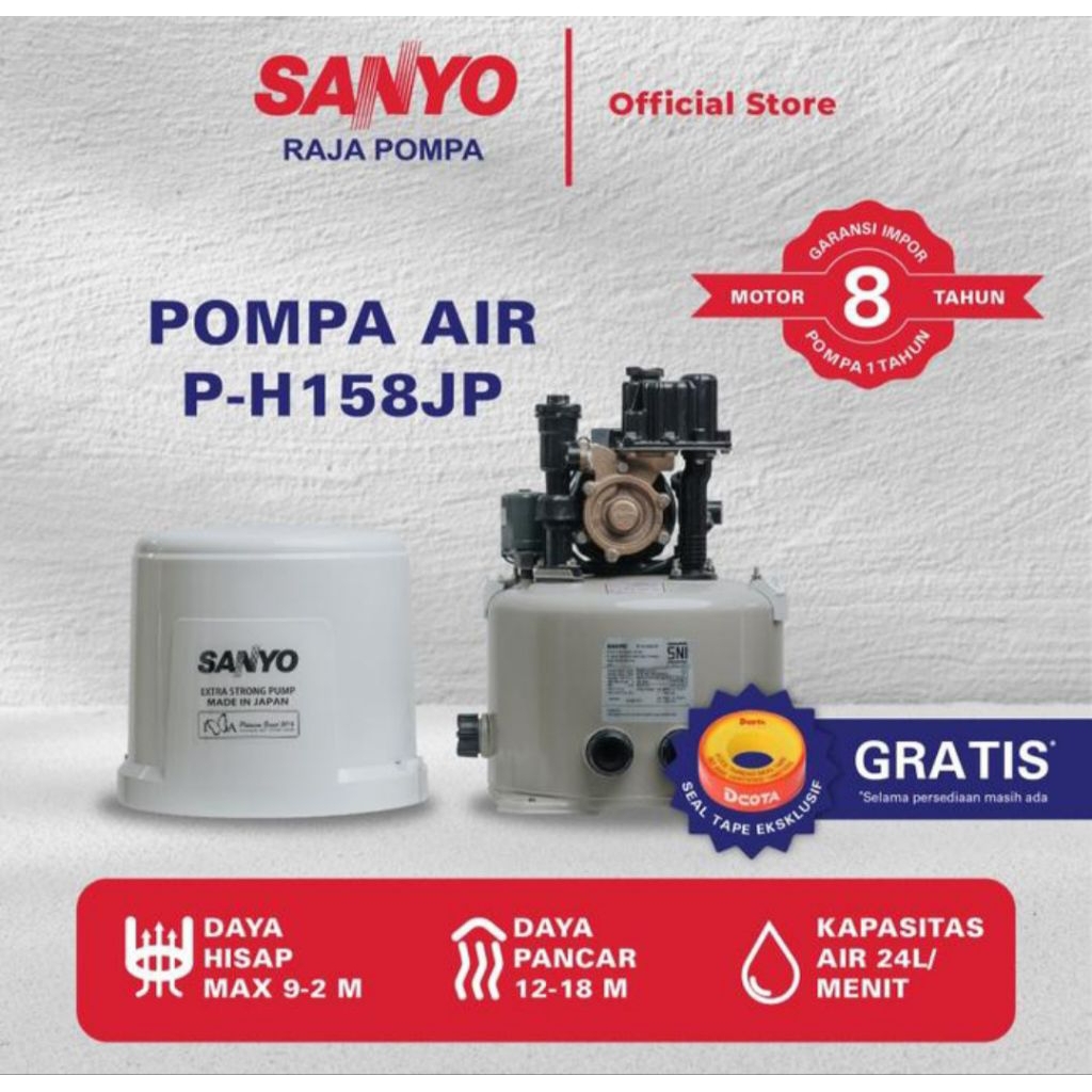 POMPA AIR SANYO P-H158JP Made in JAPAN (Otomatis)