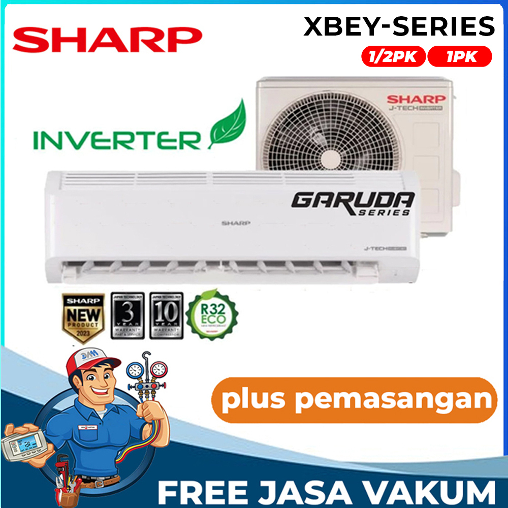 AC SHARP 1/2 PK INVERTER X6 BEY/AC SHARP 1 PK INVERTER X10 BEY + PASANG - Garansi Resmi 10 Th
