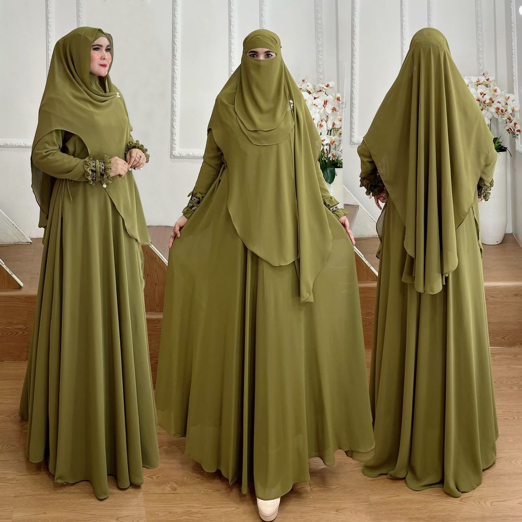 TERBARU One Set Gamis Syari Kode CAHANA Bahan Ceruti Babydoll Premium By Ory AjeZas Collection