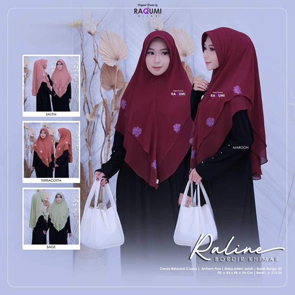 RALINE BORDIR KHIMAR BY RAQUMI HIJAB