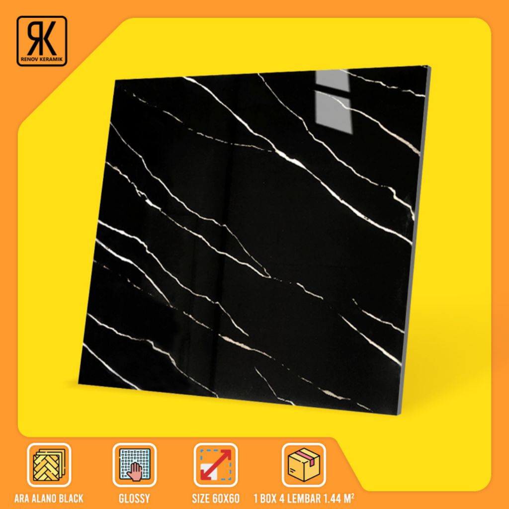 GRANIT HITAM CORAK SUPER GLOSSY 60x60