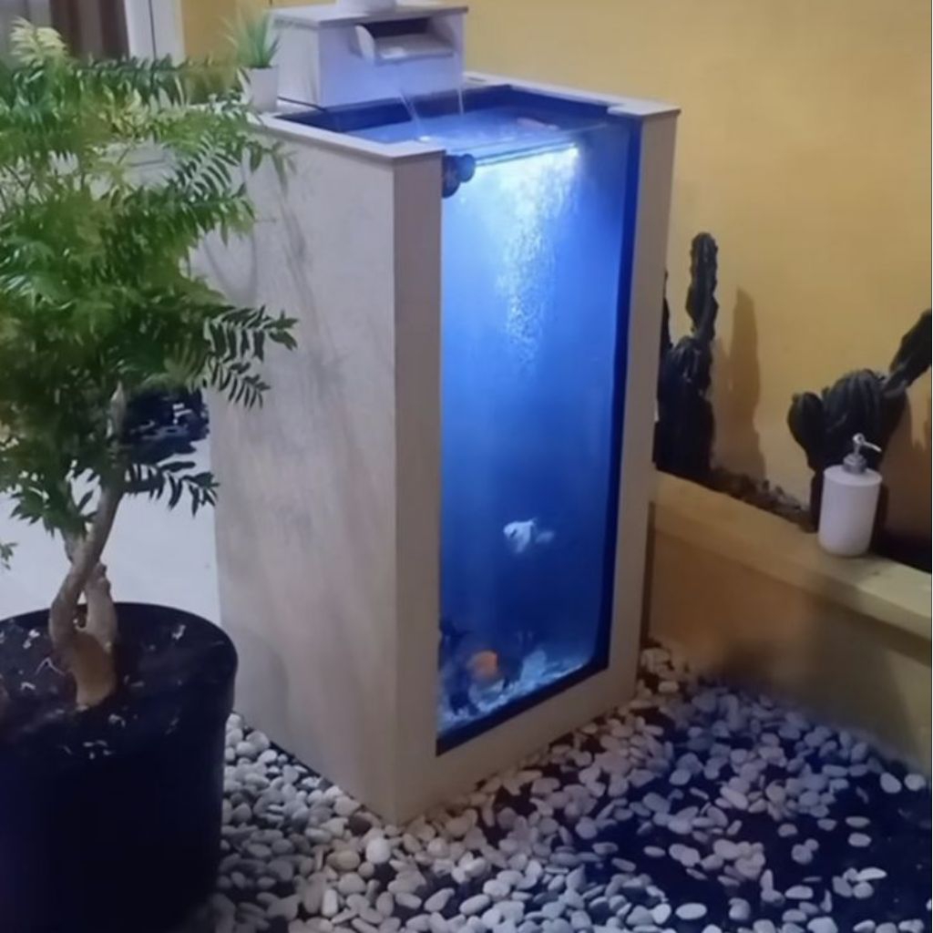 kolam ikan portable Aquarium minimalis luxury design indoor out door full lampu estetik