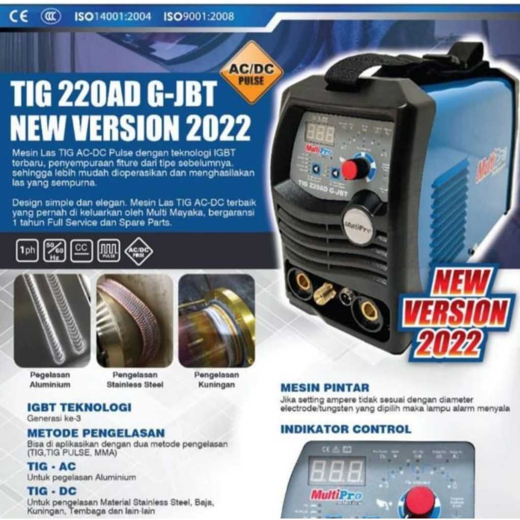 mesin las tig 220ad g-jbt multipro / mesin las alumunium argon ac dc tig 220ad g-jbt