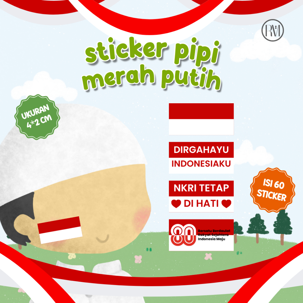 

[60 pcs] Sticker Pipi Bendera Merah Putih | Stiker 17 Agustus Dirgahayu RI | Sticker Indonesia | Sticker Pipi Indonesia