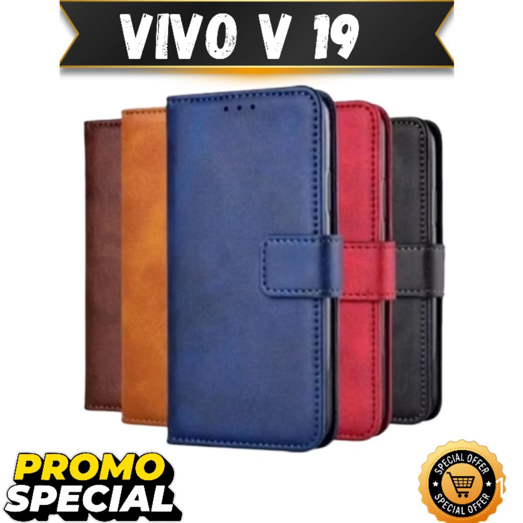 DOMPET HP PREMIUM UNTUK VIVO V19  LEATHER FLIP CASE PREMIUM UNTUK VIVO V19