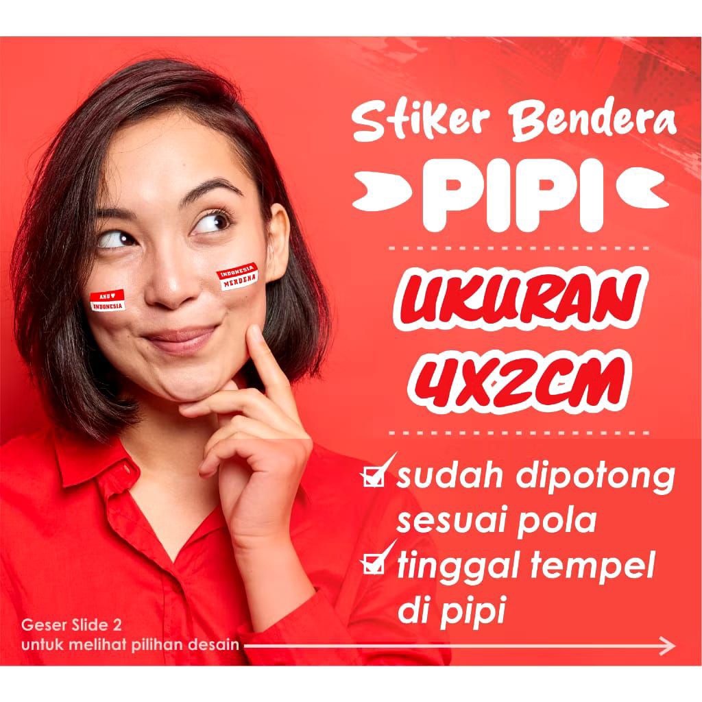 

( Isi 32Pcs Sudah Terpotong Sesuai Pola ) Stiker pipi merah putih / stiker 17 Agustus / stiker bendera
