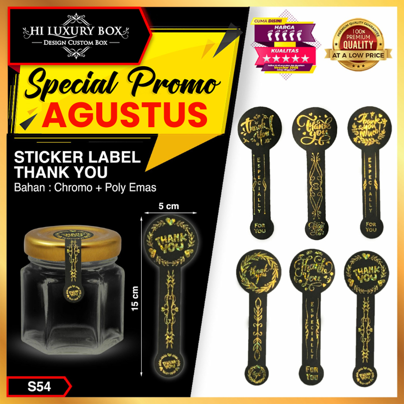 

Sticker Segel Box Thank you - Label Sticker Foil Emas - S54