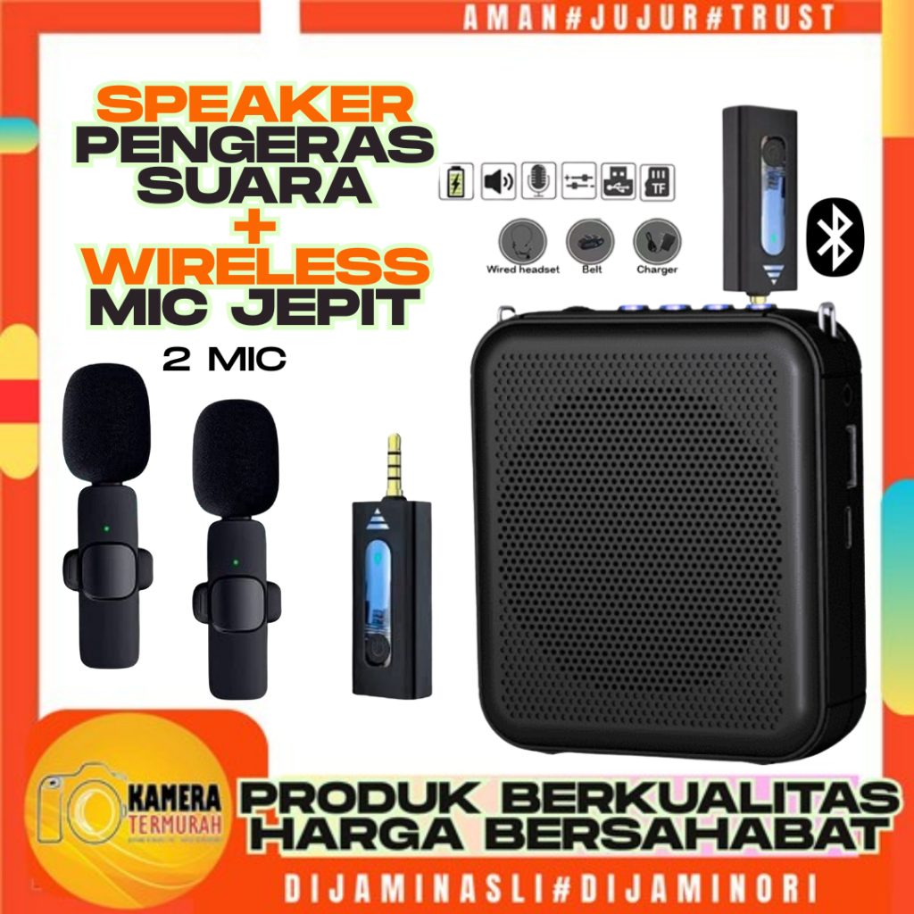 Prom S62 Speaker Pinggang Dengan Mic Speaker Bluetooth Speaker Megaphone Mini Pengeras Suara Untuk M