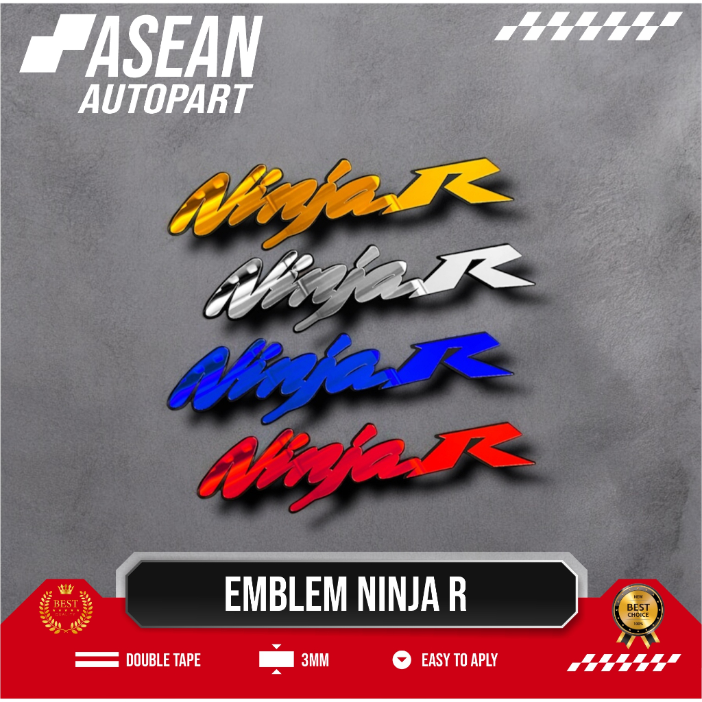 Asean Emblem Motor NINJA R Akrilik timbul logo bahan akrilik 3D STIKER MOTOR TIMBUL