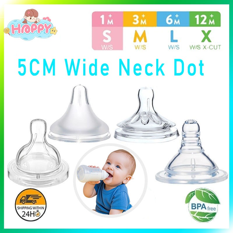 Malaikat heppy COD 5.5CM Dot Bayi Botol Susu Leher Lebar Classic Pacifier Replacement Teat BPA-free