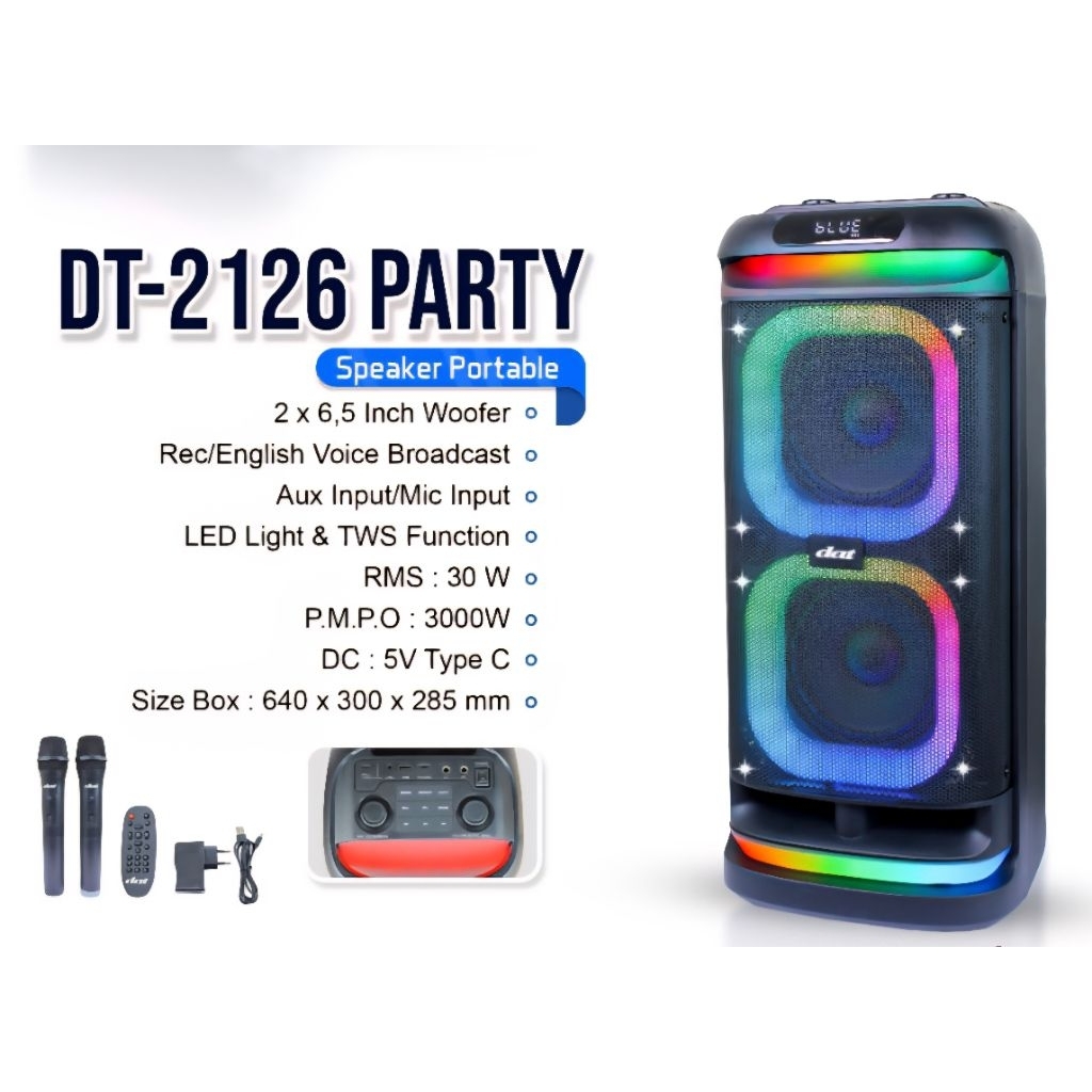 SPEAKER TROLLEY DOUBLE SPIKER TROLI DOBEL DAT TRENDY SERIES DT 2126 DT2126 MAX2 MAX 2 DT2126MAX2 6" 