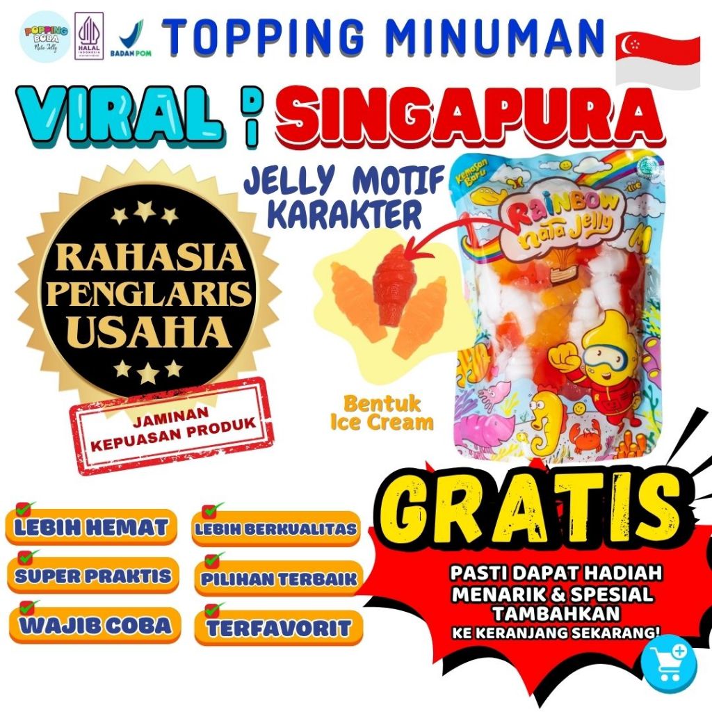 

Jelly Motif Karakter Topping Minuman - Jelly Bentuk Ice Cream Cocok Untuk Semua Minuman | Popping Boba Meletus Pecah Dimulut Nata Jelly