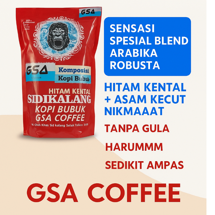 

Kopi Sidikalang GSA COFFEE 1kg Bubuk Arabica Super Medan Hitam Murah Kiloan Murni