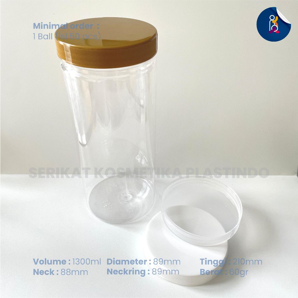 Toples Tabung 1300ml /Toples silinder plastik 1300 ml/Jar Toples 1300 ml