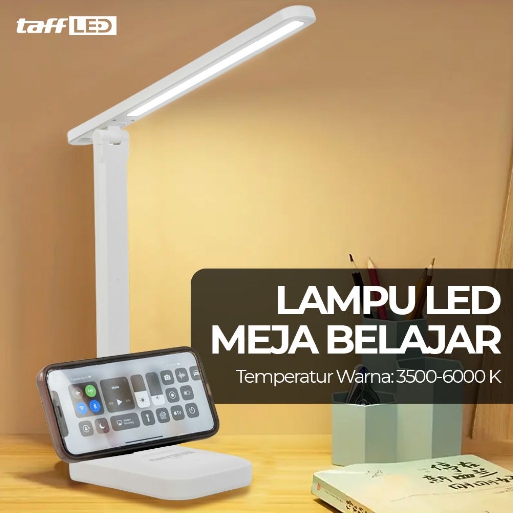 TaffLED Lampu Meja Belajar LED Eye Protection USB Model 8W 3 Color - T302 - White/ Lampu Meja/ Lampu