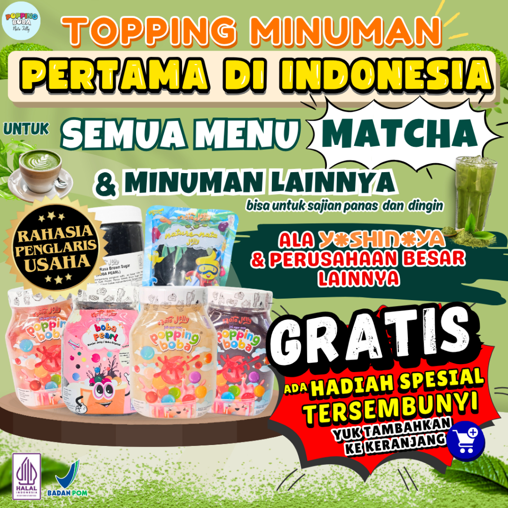 

ToppingMinumanMatchaPertamadiIndonesiaUntukAlat Lap Tangan Najla Home - Topping Minuman 500 Gram untuk Semua Menu Matcha - Cendol Kecebong Ala Yoshinoya Grass Jelly Siap Saji Ala Chatime Boba Tapioca Pearl Siap Saji Popping Boba Meletus