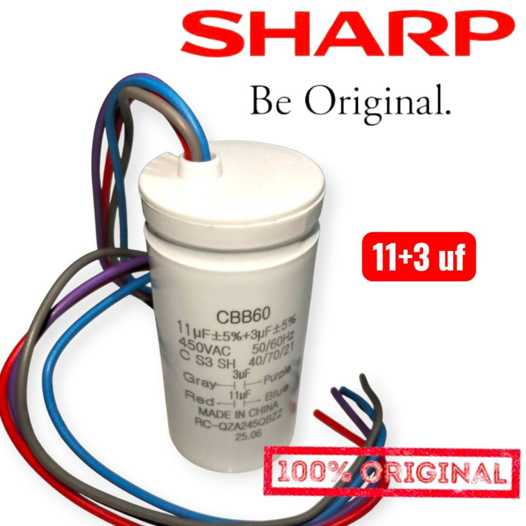 original kapasitor mesin cuci sharp 11+3 mikro kapasitor  mesin  cuci sharp 2 tabung